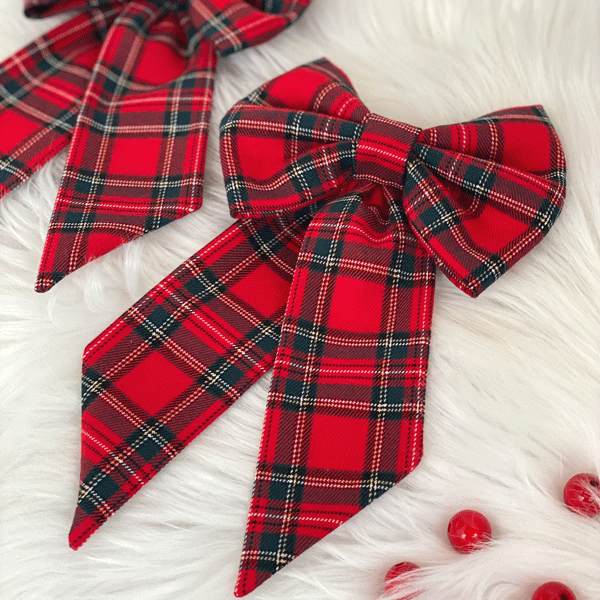 Fiocco per capelli - Tartan rosso